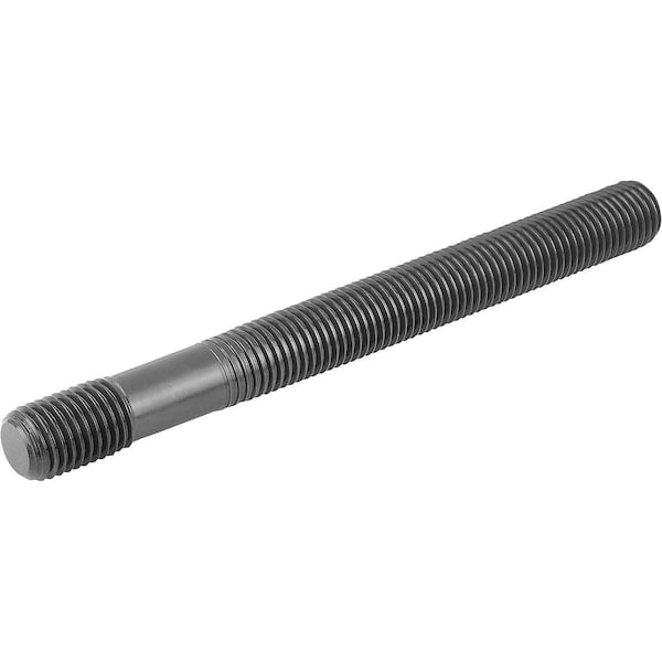 Double-End Threaded Stud, M22-2.5mm Thread to M22-2.5mm Thread, 400 mm, Steel, Black Oxide